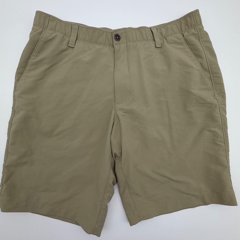 Under Armour Mens HeatGear Golf Shorts Tan Khaki‎ Loose Fit Size 38 RN 96510